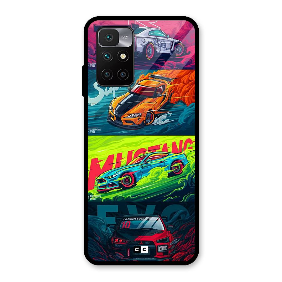 Super Racing Car Glass Back Case for Redmi 10 Prime