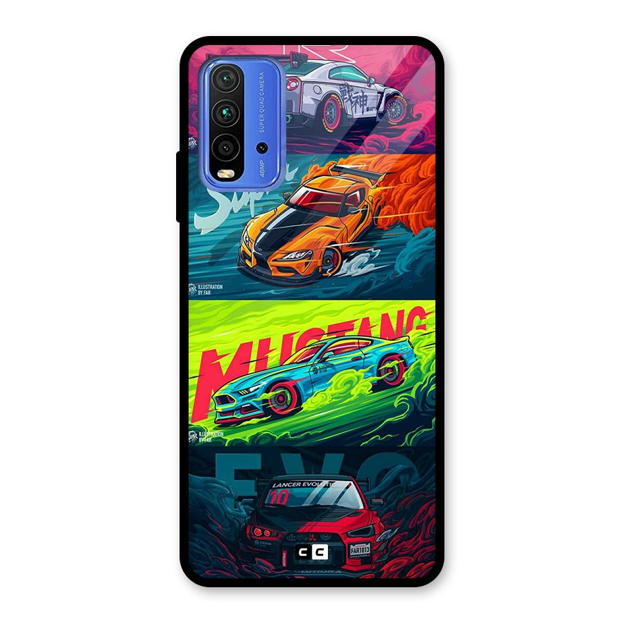 Super Racing Car Glass Back Case for Redmi 9 Power