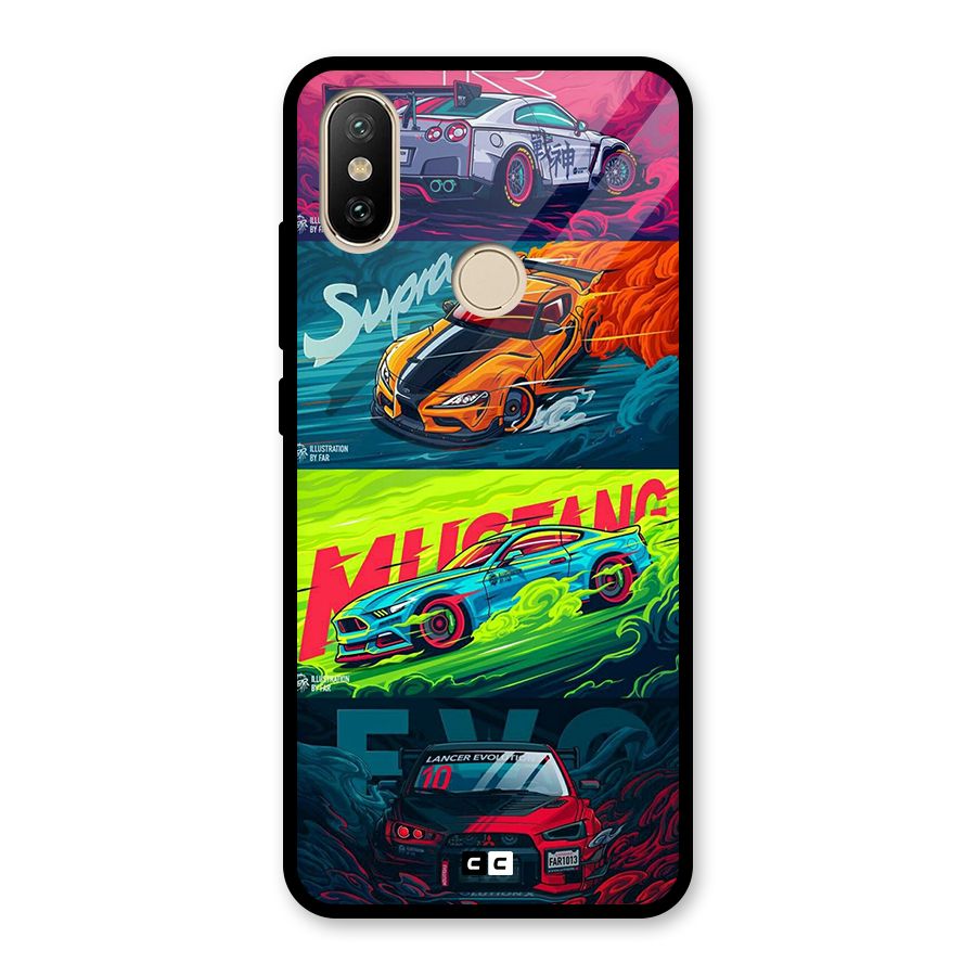 Super Racing Car Glass Back Case for Redmi A2