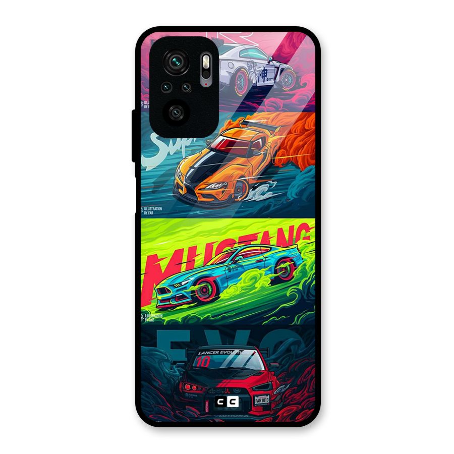 Super Racing Car Glass Back Case for Redmi Note 10S