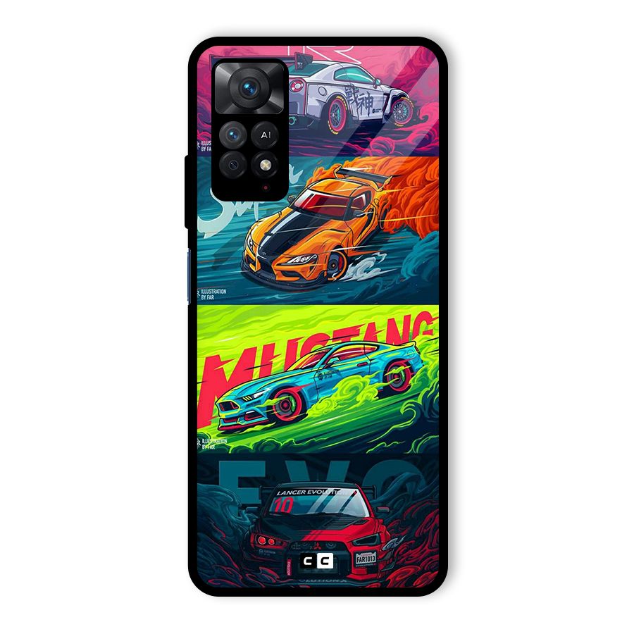 Super Racing Car Glass Back Case for Redmi Note 11 Pro