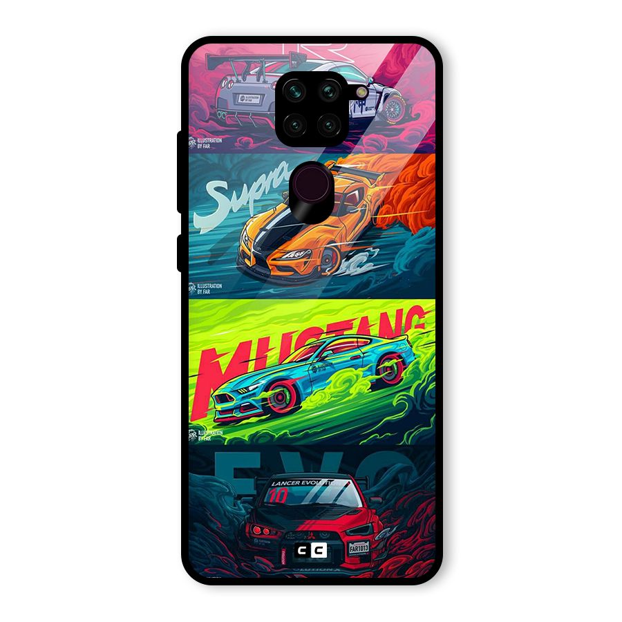 Super Racing Car Glass Back Case for Redmi Note 9