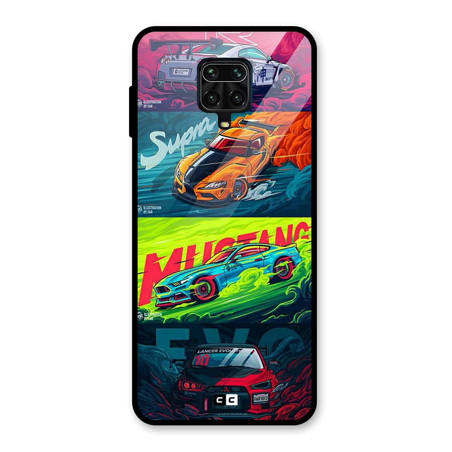 Super Racing Car Glass Back Case for Redmi Note 9 Pro