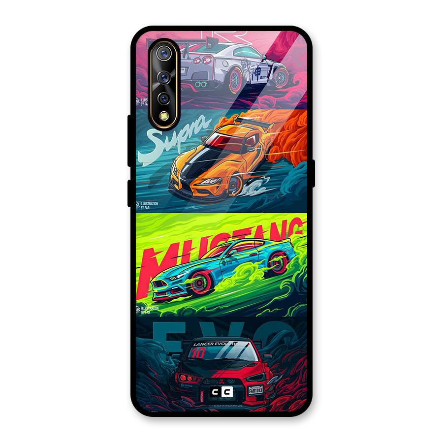 Super Racing Car Glass Back Case for Vivo S1