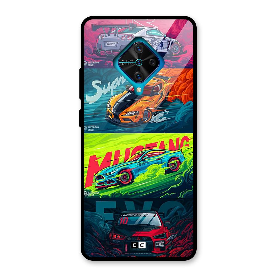 Super Racing Car Glass Back Case for Vivo S1 Pro