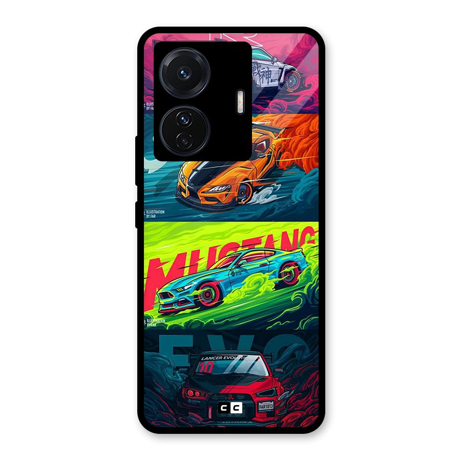 Super Racing Car Glass Back Case for Vivo T1 Pro