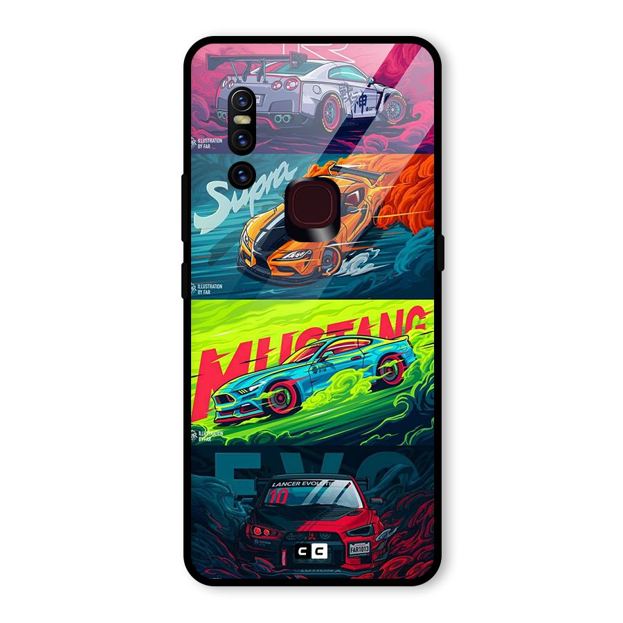 Super Racing Car Glass Back Case for Vivo V15