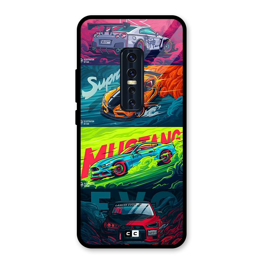 Super Racing Car Glass Back Case for Vivo V17 Pro