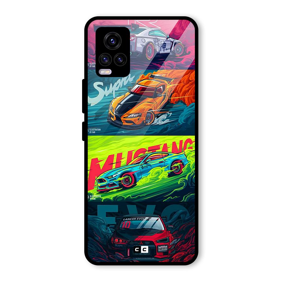 Super Racing Car Glass Back Case for Vivo V20