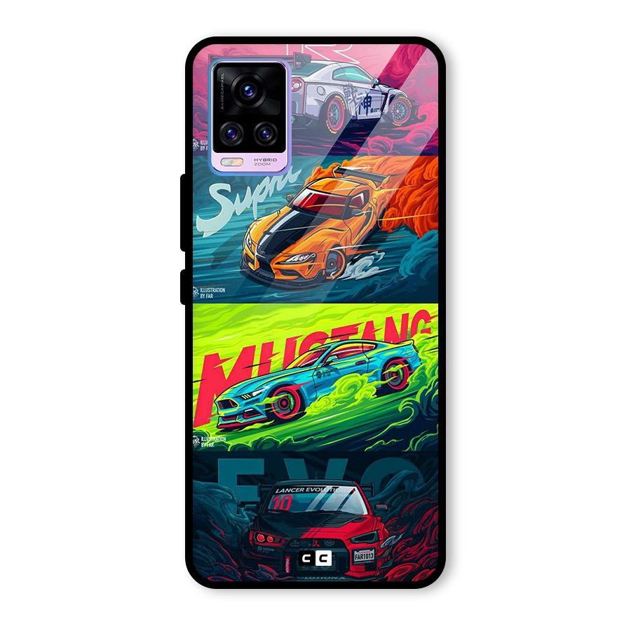 Super Racing Car Glass Back Case for Vivo V20 Pro