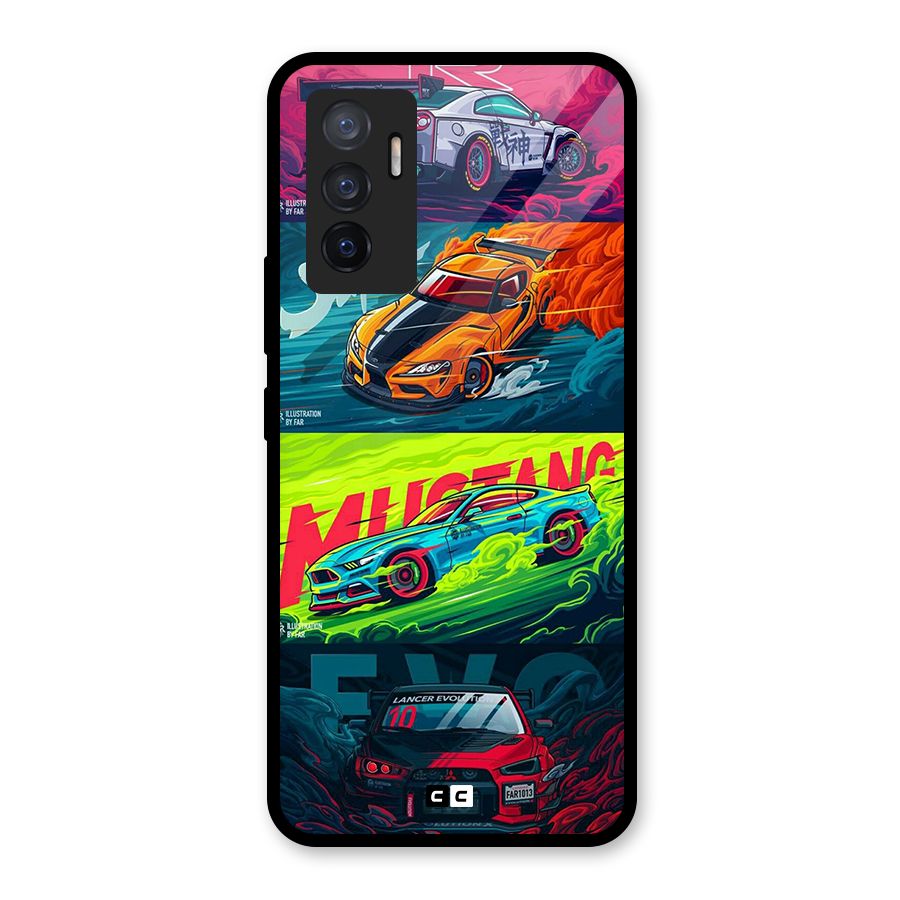 Super Racing Car Glass Back Case for Vivo V23e