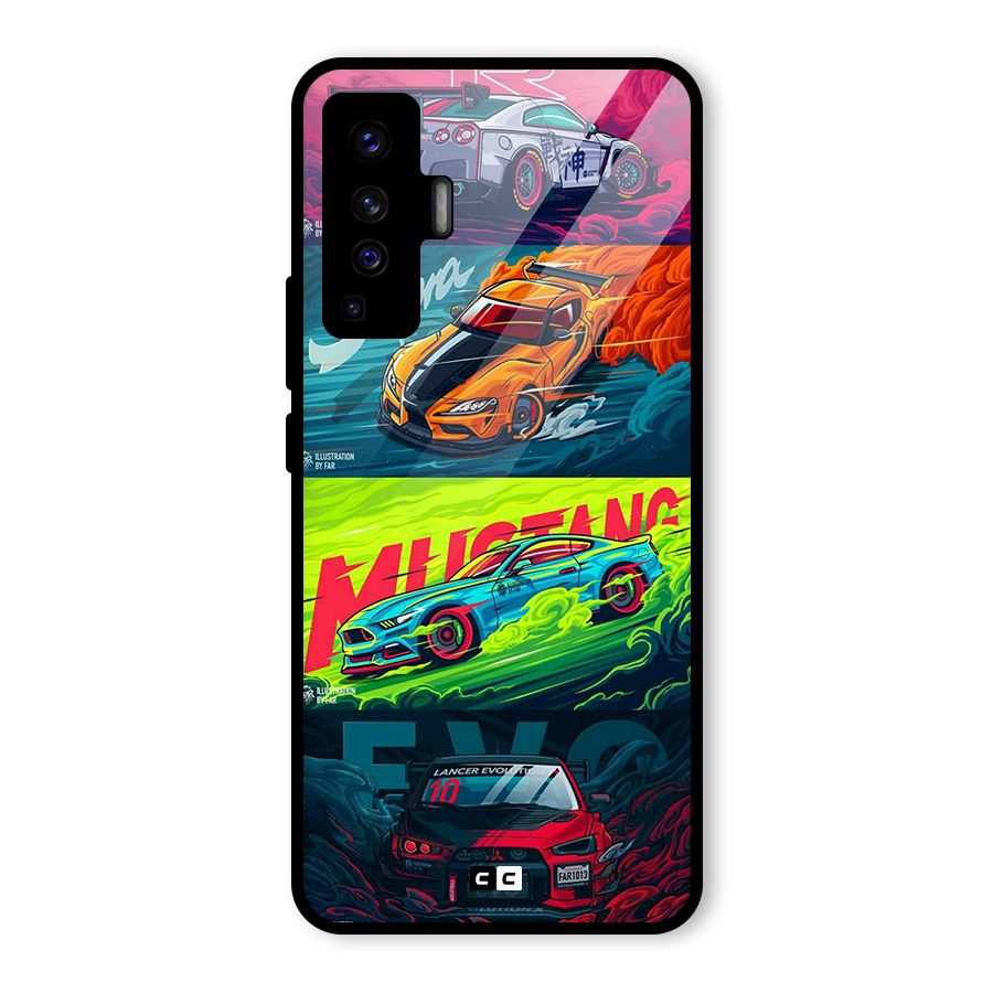 Super Racing Car Glass Back Case for Vivo X50