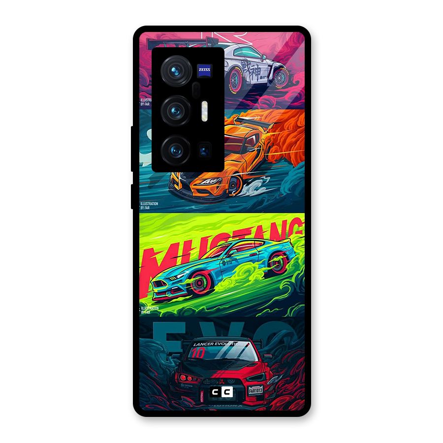 Super Racing Car Glass Back Case for Vivo X70 Pro Plus