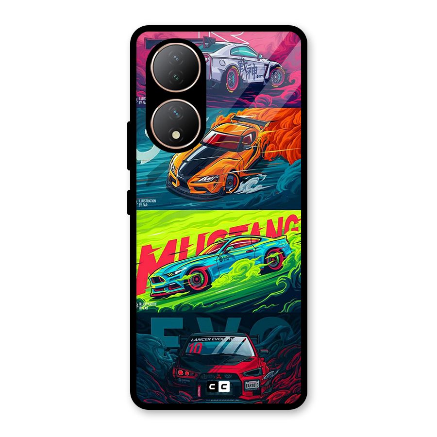 Super Racing Car Glass Back Case for Vivo Y100A