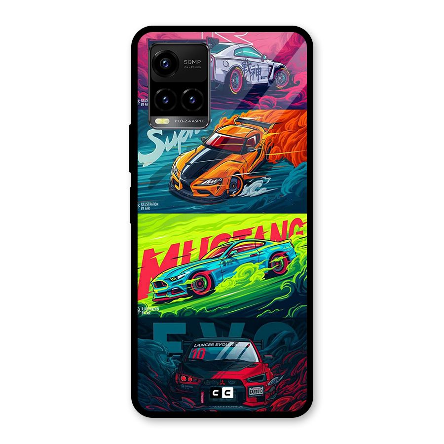 Super Racing Car Glass Back Case for Vivo Y21T