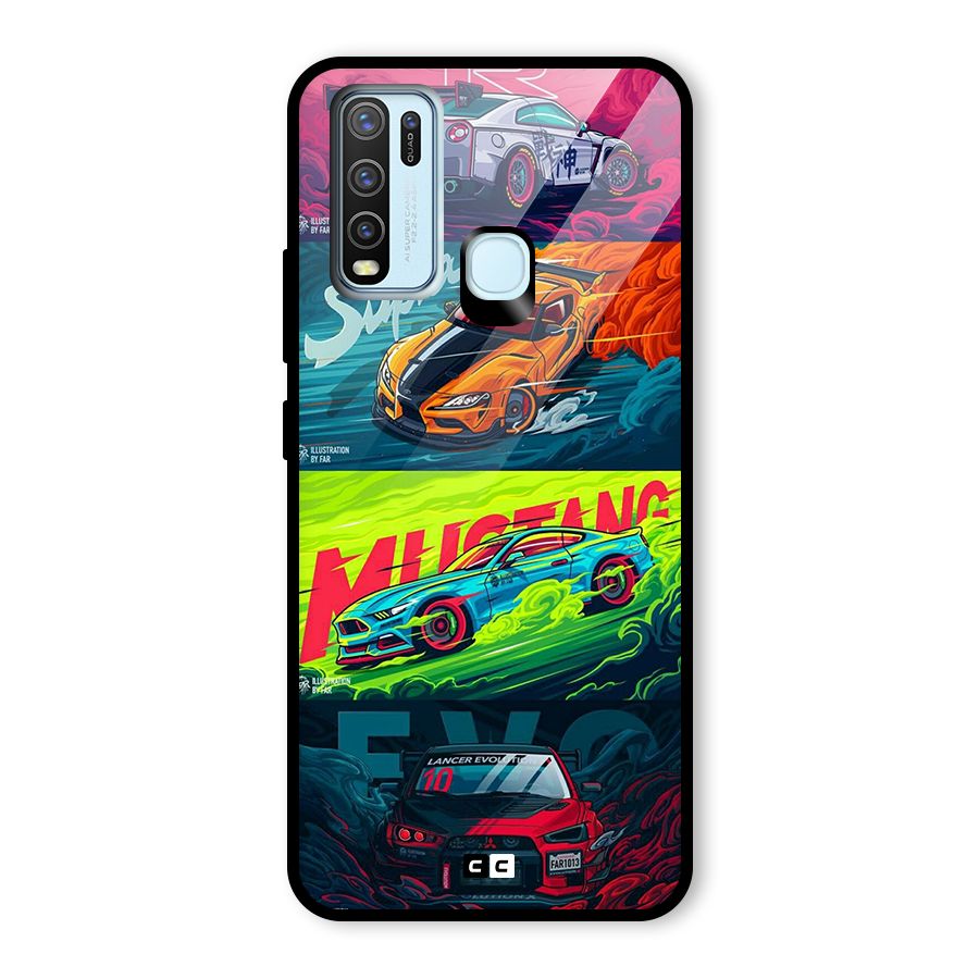 Super Racing Car Glass Back Case for Vivo Y30
