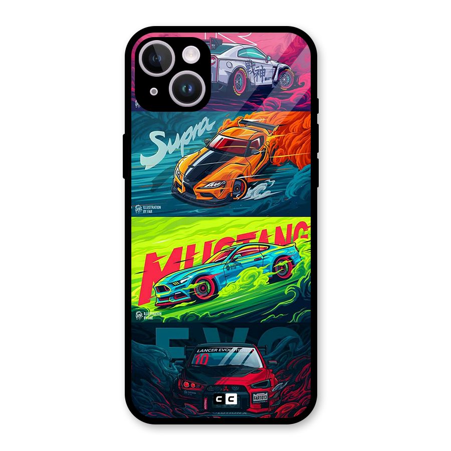 Super Racing Car Glass Back Case for iPhone 14 Plus