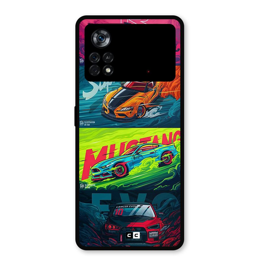 Super Racing Car Metal Back Case for Poco X4 Pro 5G