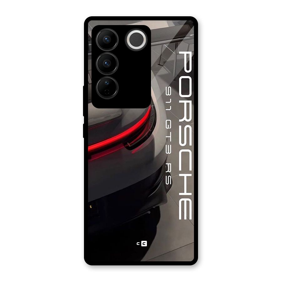 Super Sports Car Glass Back Case for Vivo V27 Pro