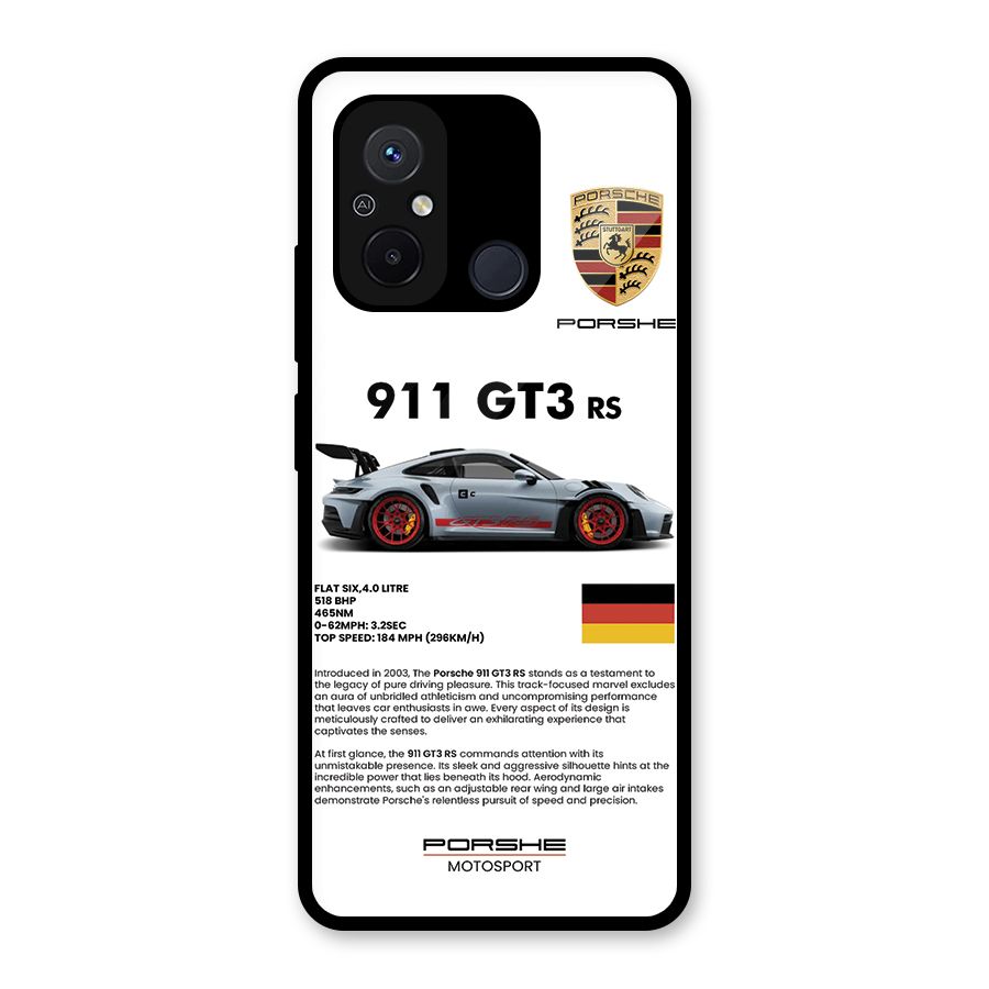 Supercar Features Glass Back Case for Redmi 12C