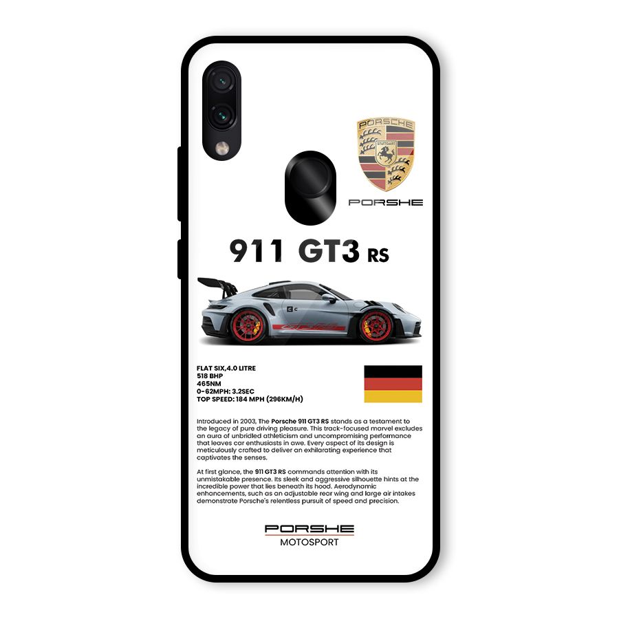 Supercar Features Glass Back Case for Redmi Note 7S
