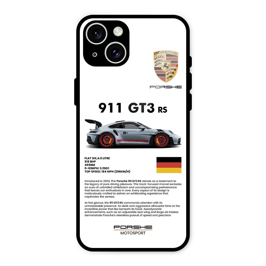 Supercar Features Glass Back Case for iPhone 15 Plus
