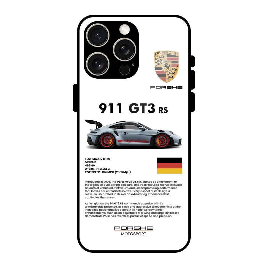 Supercar Features Glass Back Case for iPhone 15 Pro Max