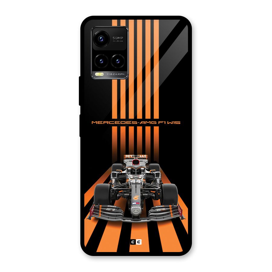 Supercar On Track Glass Back Case for Vivo Y21G