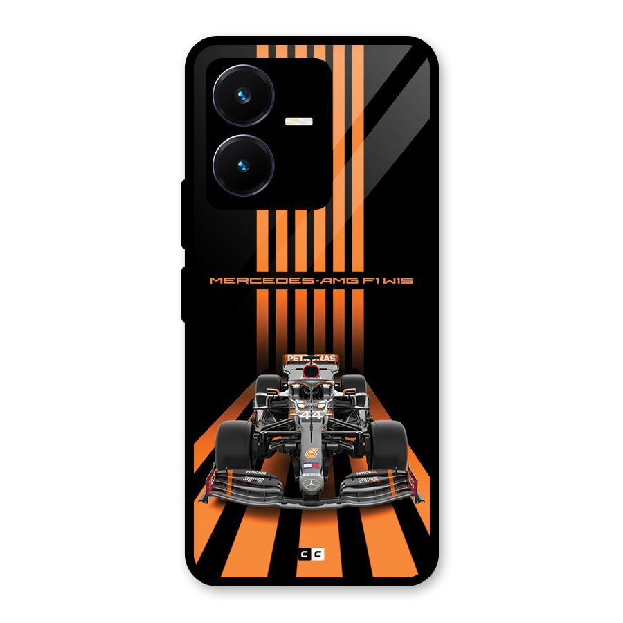 Supercar On Track Glass Back Case for Vivo Y22s