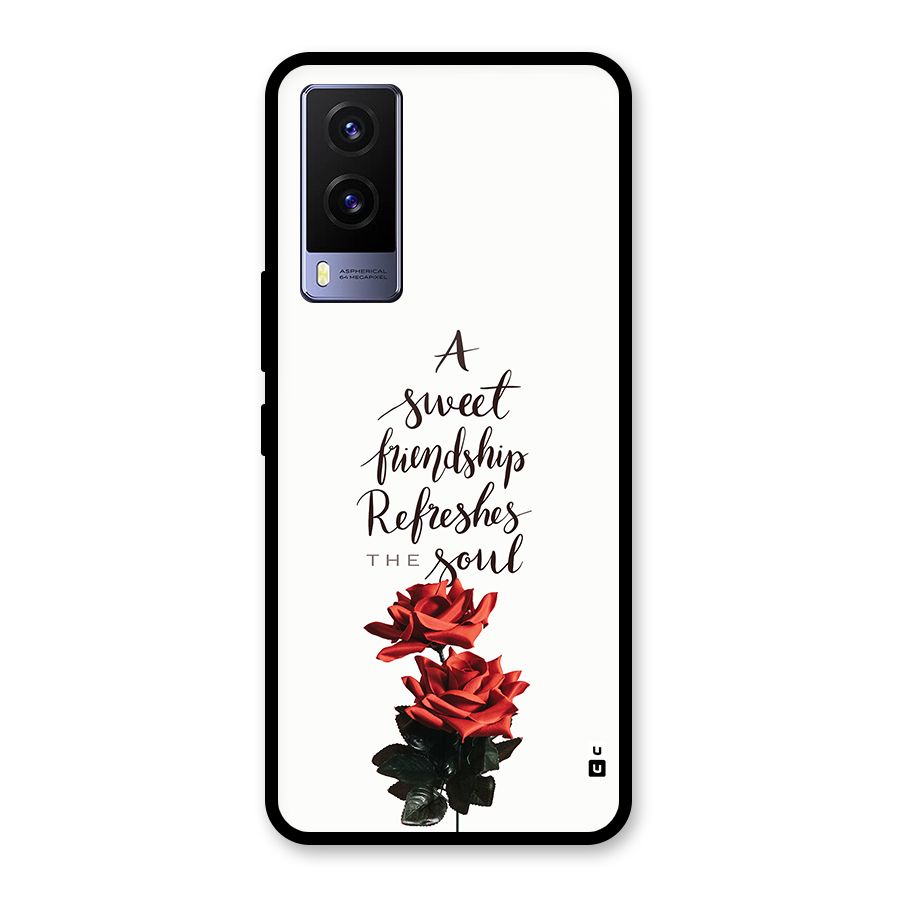 Sweet Friendship Glass Back Case for Vivo V21e 5G