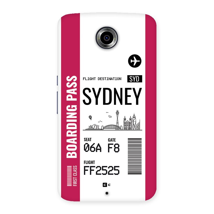 Sydney Boarding Pass Back Case for Google Nexus 6