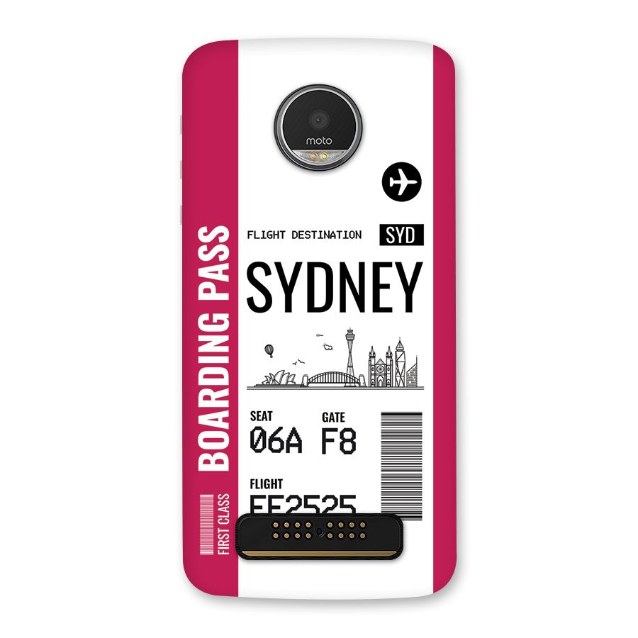 Sydney Boarding Pass Back Case for Moto Z Play