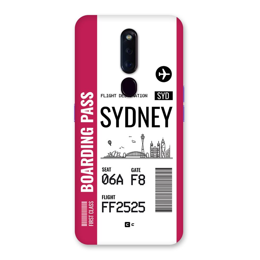 Sydney Boarding Pass Back Case for Oppo F11 Pro