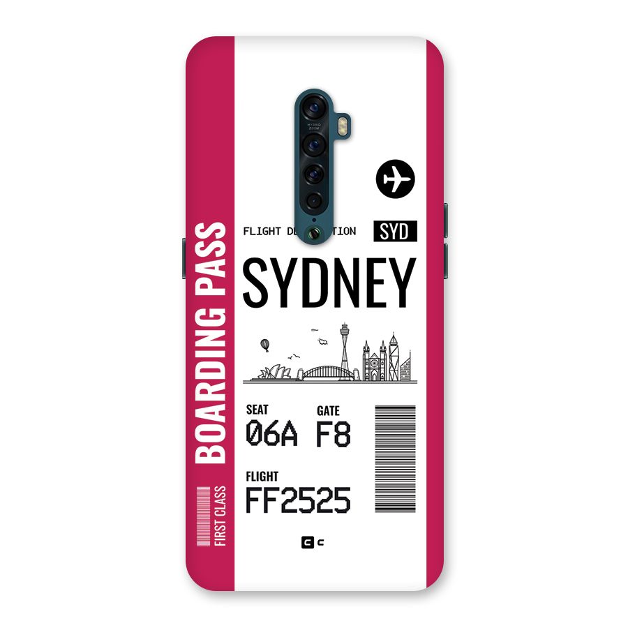 Sydney Boarding Pass Back Case for Oppo Reno2