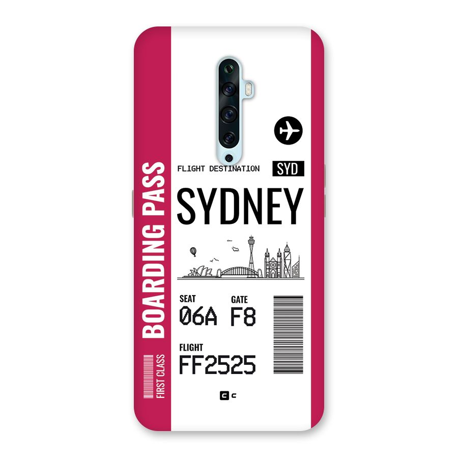 Sydney Boarding Pass Back Case for Oppo Reno2 Z