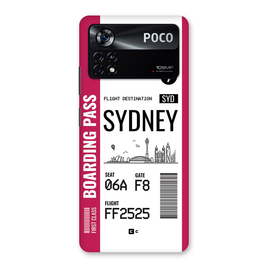 Sydney Boarding Pass Back Case for Poco X4 Pro 5G