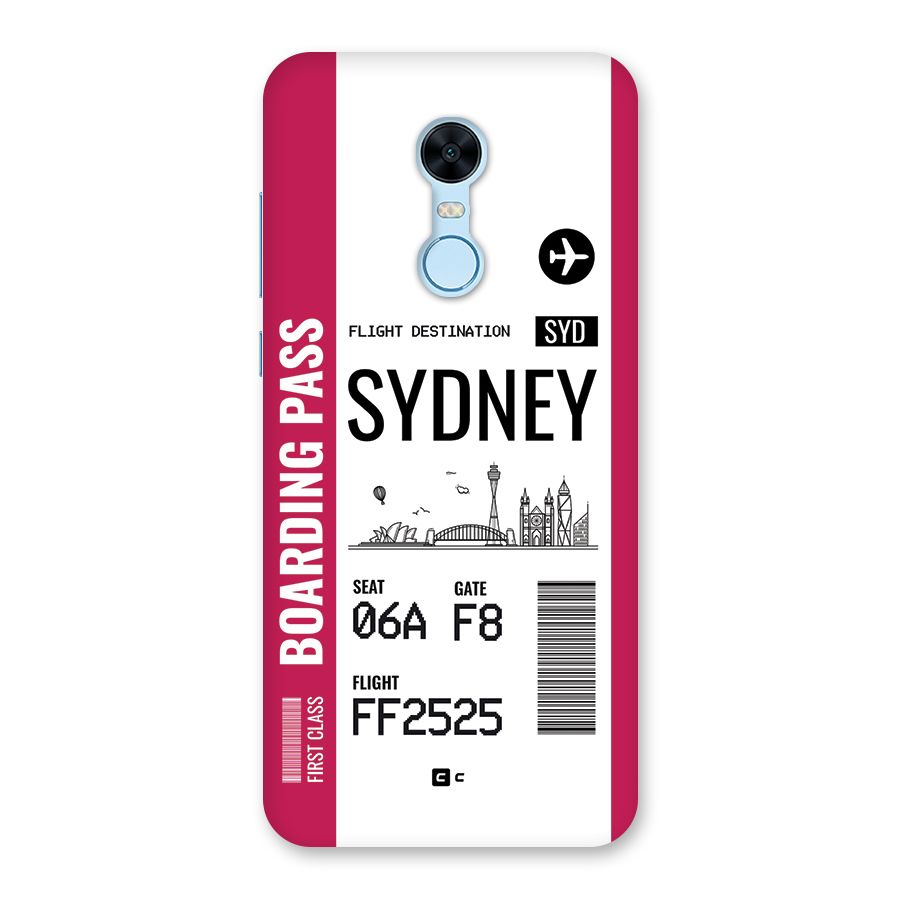 Sydney Boarding Pass Back Case for Redmi Note 5