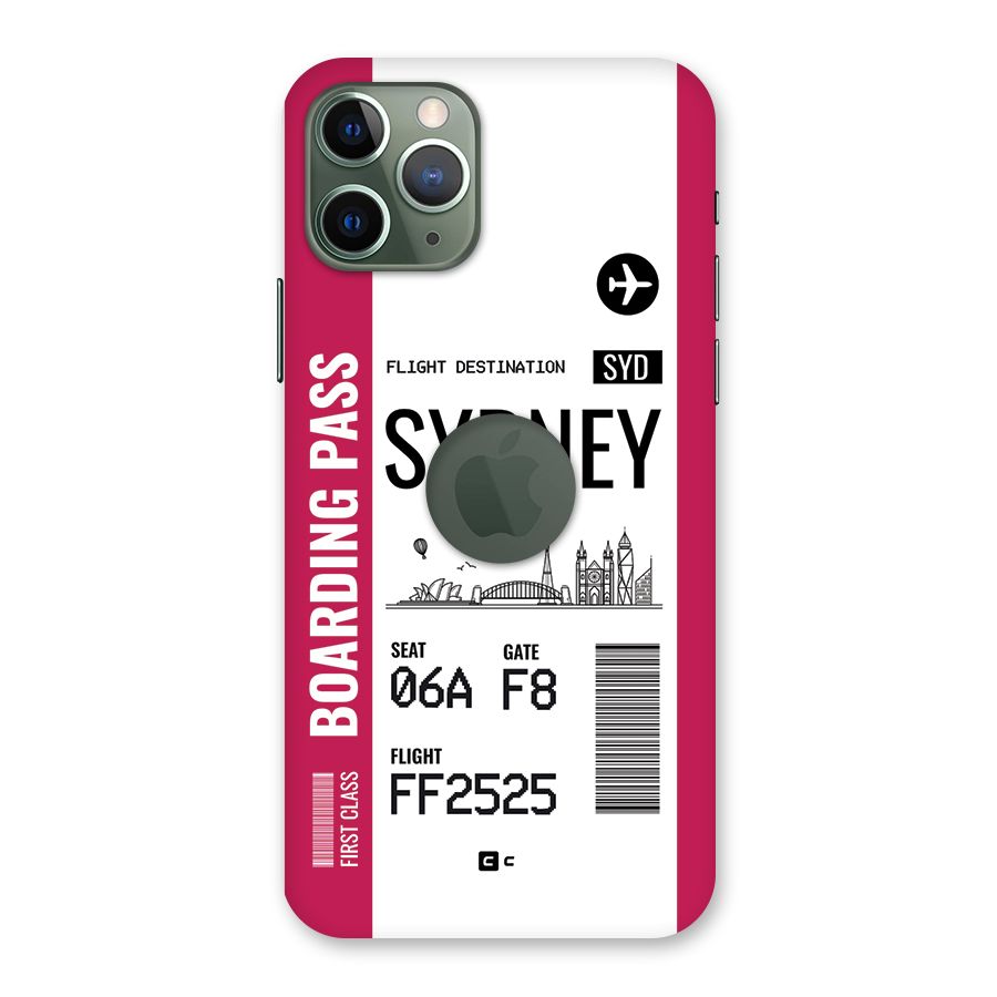 Sydney Boarding Pass Back Case for iPhone 11 Pro Logo Cut