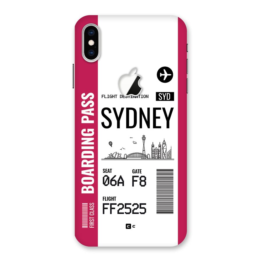 Sydney Boarding Pass Back Case for iPhone XS Max Apple Cut