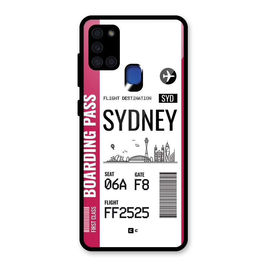 Sydney Boarding Pass Glass Back Case for Galaxy A21s