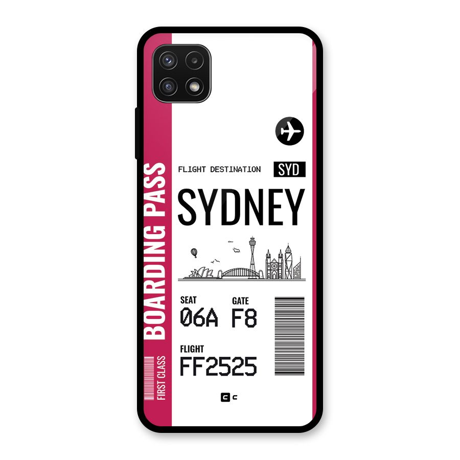 Sydney Boarding Pass Glass Back Case for Galaxy A22 5G