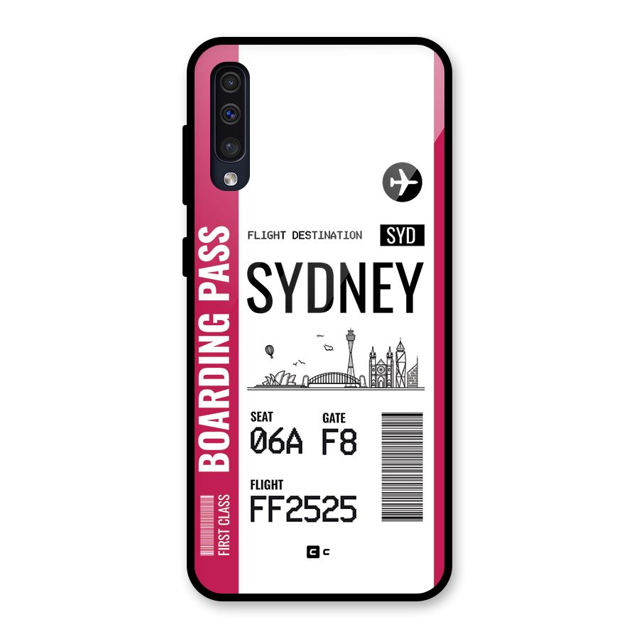 Sydney Boarding Pass Glass Back Case for Galaxy A30s