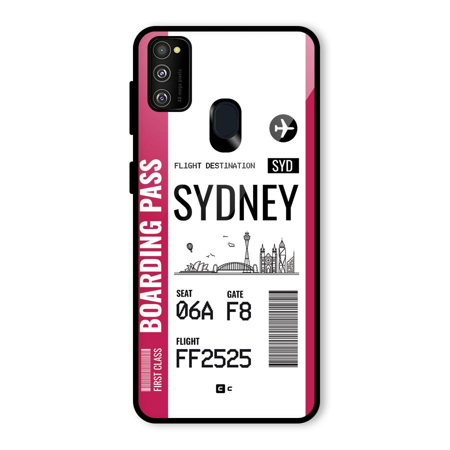Sydney Boarding Pass Glass Back Case for Galaxy M30s