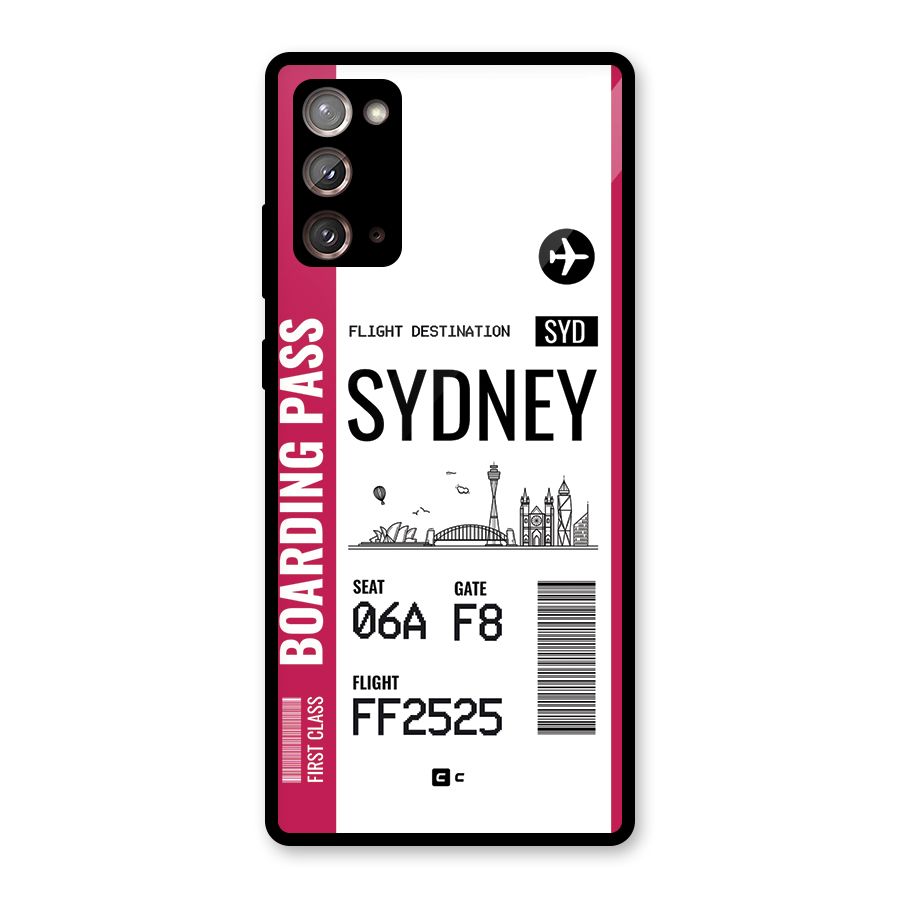 Sydney Boarding Pass Glass Back Case for Galaxy Note 20