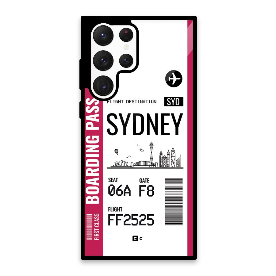 Sydney Boarding Pass Glass Back Case for Galaxy S22 Ultra 5G
