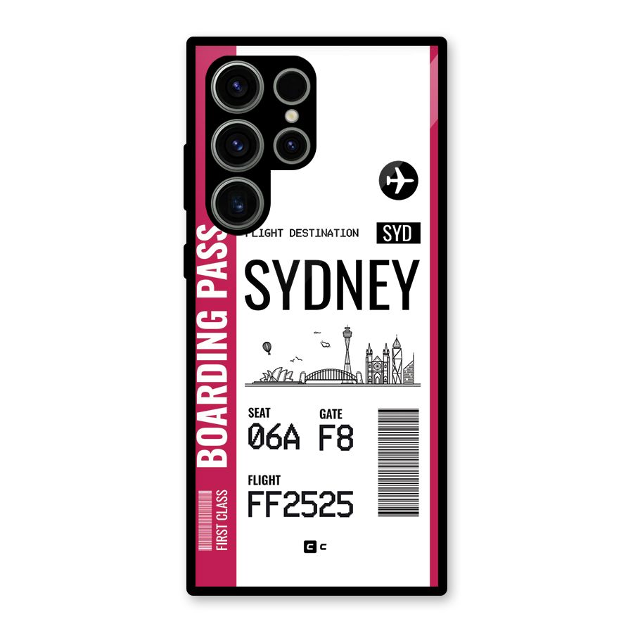 Sydney Boarding Pass Glass Back Case for Galaxy S23 Ultra