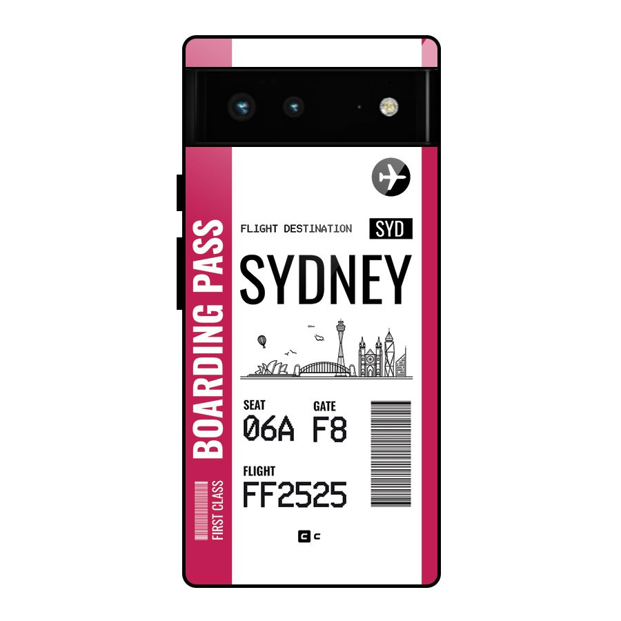 Sydney Boarding Pass Glass Back Case for Google Pixel 6