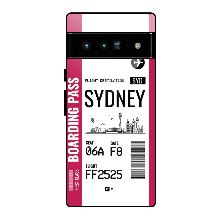 Sydney Boarding Pass Glass Back Case for Google Pixel 6 Pro