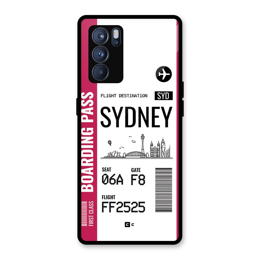 Sydney Boarding Pass Glass Back Case for Oppo Reno6 Pro 5G
