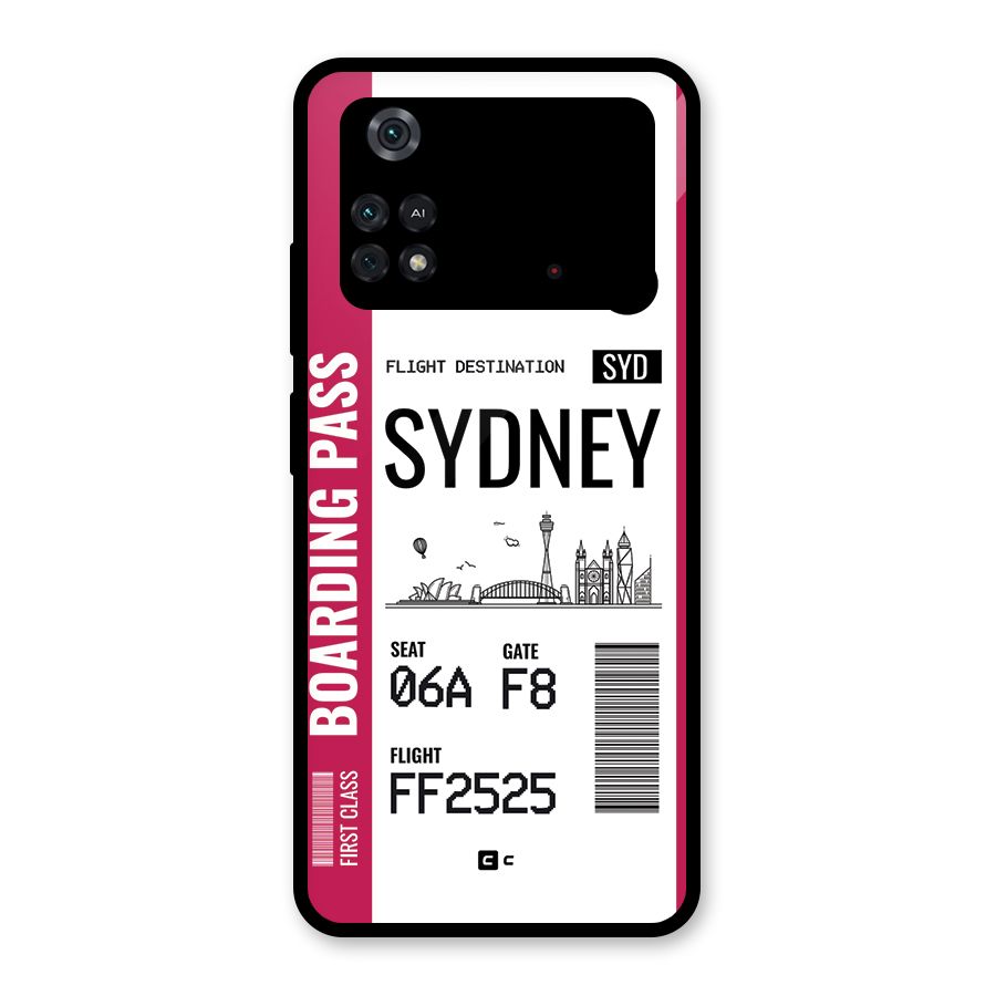 Sydney Boarding Pass Glass Back Case for Poco M4 Pro 4G
